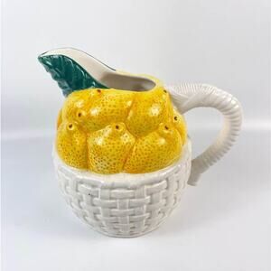 Cardinal Vintage White Yellow Lemon Pitcher 1994 7 x 8"